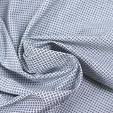 Popeline polycoton imprimée croisillons marine fond blanc