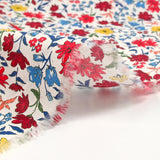 Cotton printed vittoria red and yellow flowers vintage white background broken per meter