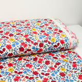 Cotton printed vittoria red and yellow flowers vintage white background broken per meter