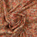 Viscose imprimée rétro rouge et jaune