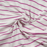 Striped cotton jersey orchid white background