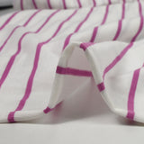 Striped cotton jersey orchid white background