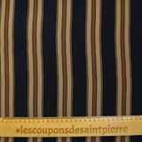 Crêpe viscose imprimé rayé marron fond noir