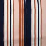 Twill de viscose imprimé rayé marine, terracotta et chair