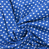 Coton imprimé coeur 5mm marine