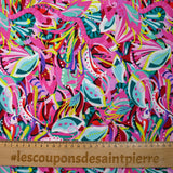 Coton imprimé Zélia rose, jaune et mauve