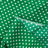 Coton imprimé coeur 5mm vert
