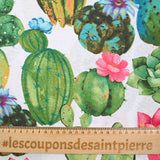 Polycotton Printed Cactus White background