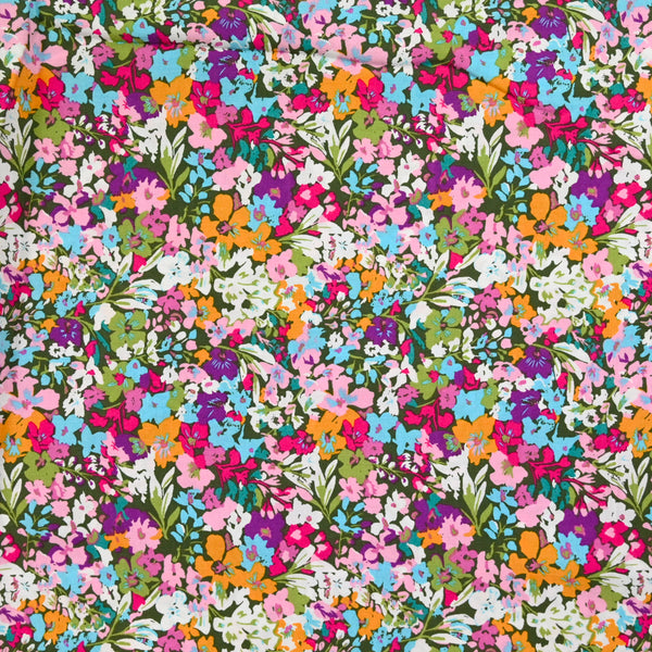 Viscose imprimée patchwork de fleurs multicolore