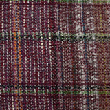 Tweed de laine mélangée Capucine ligne verte et noire fond lie de vin