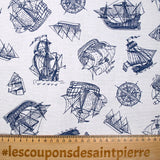 Polycotton Printed ship white background
