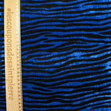 Black and electric blue zebra velvet jersey