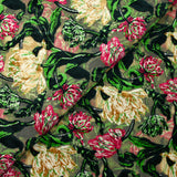Jersey de velours botanique fuchsia et doré fond dévoré