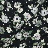 Matelassée viscose green flowers night blue backwater with black