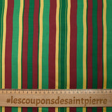 Estampado de sarga de viscosa a rayas burdeos, verde prado y dorado