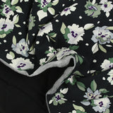 Matelassée viscose green flowers night blue backwater with black