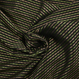 Jacquard polyviscose rayé vert et marron fond noir