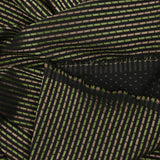 Jacquard polyviscose rayé vert et marron fond noir