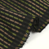 Jacquard polyviscose rayé vert et marron fond noir