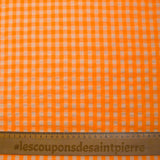 Neon orange and ecru gingham seersucker