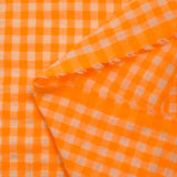 Neon orange and ecru gingham seersucker