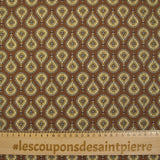 Coton imprimé goutte d'or fond marron