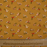Cotton print fox ocher background