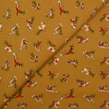 Cotton print fox ocher background
