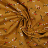Cotton print fox ocher background