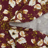 Coton imprimé fleurs d'Anna fond lie de vin