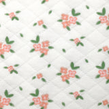 Jersey de coton matelassé imprimé fleurettes fond blanc