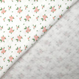 Jersey de coton matelassé imprimé fleurettes fond blanc