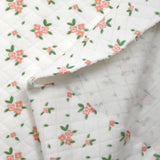 Jersey de coton matelassé imprimé fleurettes fond blanc