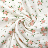Jersey de coton matelassé imprimé fleurettes fond blanc