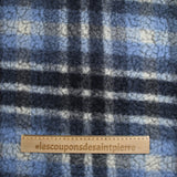 100% Laine sherpa à carreaux Jeanne fond bleu ciel