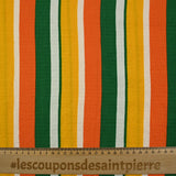 Viscose gaufrée imprimée rayée jaune, orange et vert