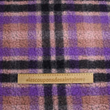 100% Laine sherpa à carreaux Jeanne fond vieux rose