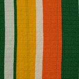 Viscose gaufrée imprimée rayée jaune, orange et vert