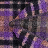 100% Laine sherpa à carreaux Jeanne fond vieux rose