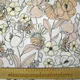 Crêpe viscose imprimé en chair et en fleurs fond blanc