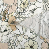 Crêpe viscose imprimé en chair et en fleurs fond blanc