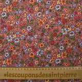 Crêpe viscose imprimé envolée florale fond cassis glacé