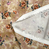 Crêpe viscose imprimé fleurs d'antan fond taupe brumeux