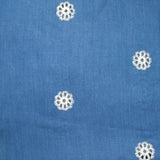 Chambray de viscose brodé bleu