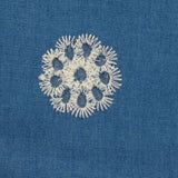 Chambray de viscose brodé bleu