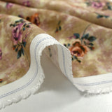 Crêpe viscose imprimé fleurs d'antan fond taupe brumeux