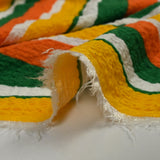 Viscose gaufrée imprimée rayée jaune, orange et vert