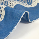 Chambray de viscose brodé bleu