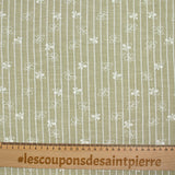 Chambray polyester rayé imprimé butterfly fond beige