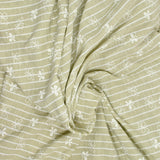Chambray polyester rayé imprimé butterfly fond beige